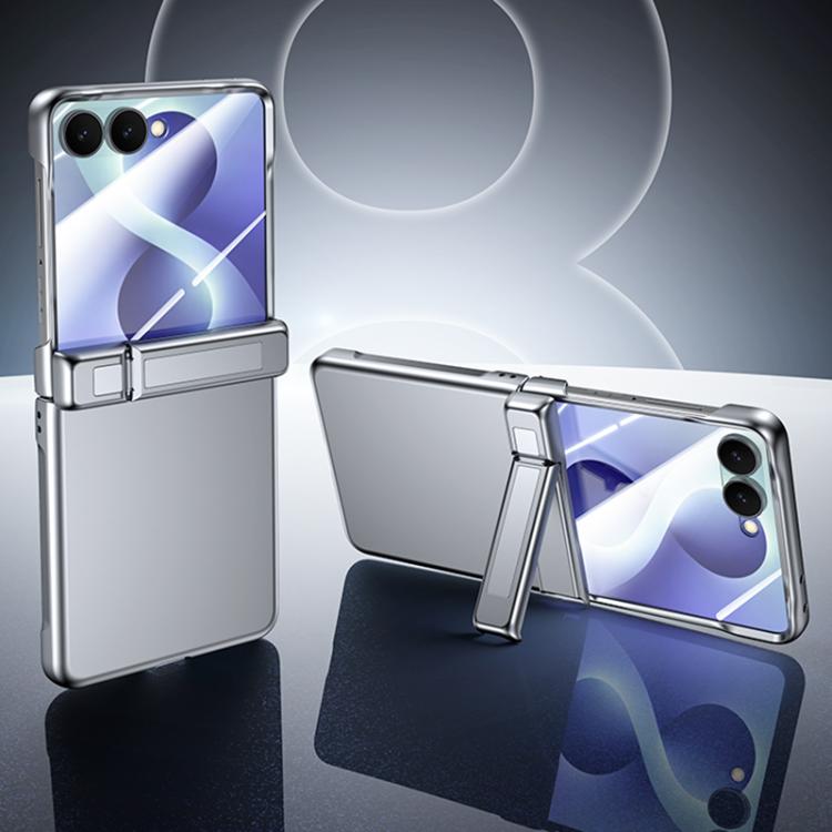 Custodia per telefono con cerniera in policarbonato satinato effetto pelle, con pellicola integrata, supporto in cerniera., For Galaxy Z Flip8 5G