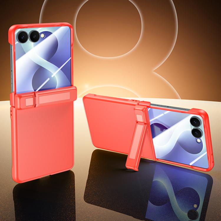 Custodia per telefono con cerniera in policarbonato satinato effetto pelle, con pellicola integrata, supporto in cerniera., For Galaxy Z Flip8 5G