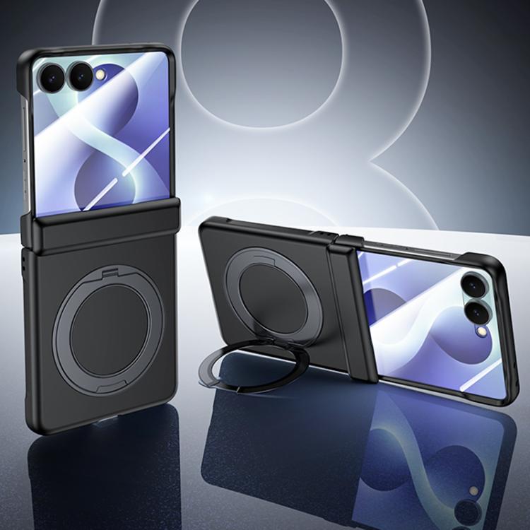 Custodia per telefono in PC con rivestimento spray satinato effetto pelle, supporto magnetico a 360°, cerniera e pellicola integrata., For Galaxy Z Flip8 5G