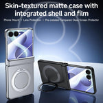 Custodia per telefono in PC con rivestimento spray satinato effetto pelle, supporto magnetico a 360°, cerniera e pellicola integrata., For Galaxy Z Flip8 5G