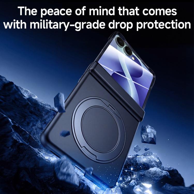 Custodia per telefono in PC con rivestimento spray satinato effetto pelle, supporto magnetico a 360°, cerniera e pellicola integrata., For Galaxy Z Flip8 5G