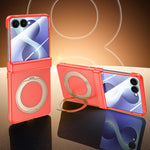 Custodia per telefono in PC con rivestimento spray satinato effetto pelle, supporto magnetico a 360°, cerniera e pellicola integrata., For Galaxy Z Flip8 5G
