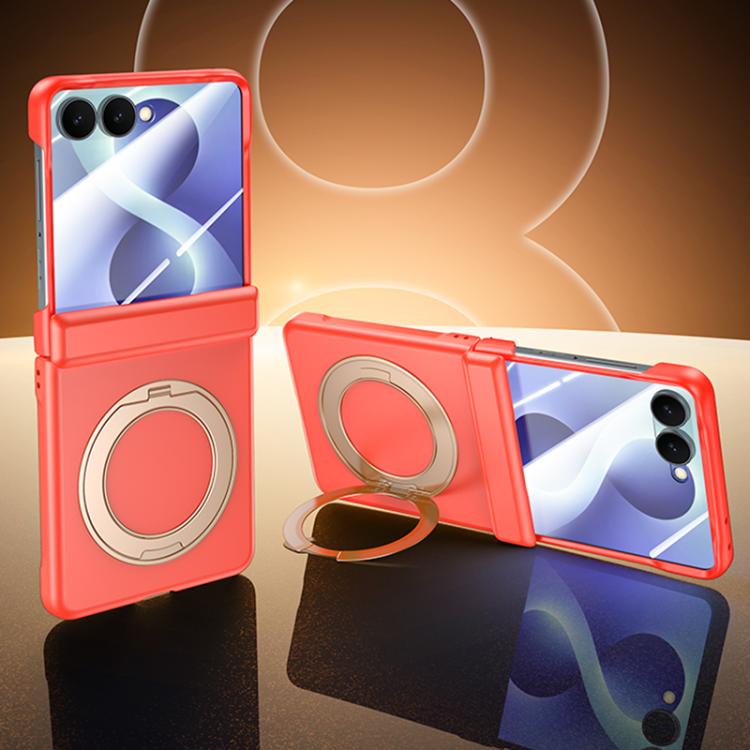 Custodia per telefono in PC con rivestimento spray satinato effetto pelle, supporto magnetico a 360°, cerniera e pellicola integrata., For Galaxy Z Flip8 5G