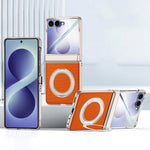 Custodia per telefono con cerniera a molla, in ecopelle vegana, supporto magnetico a 360° e pellicola integrata., For Galaxy Z Flip8 5G