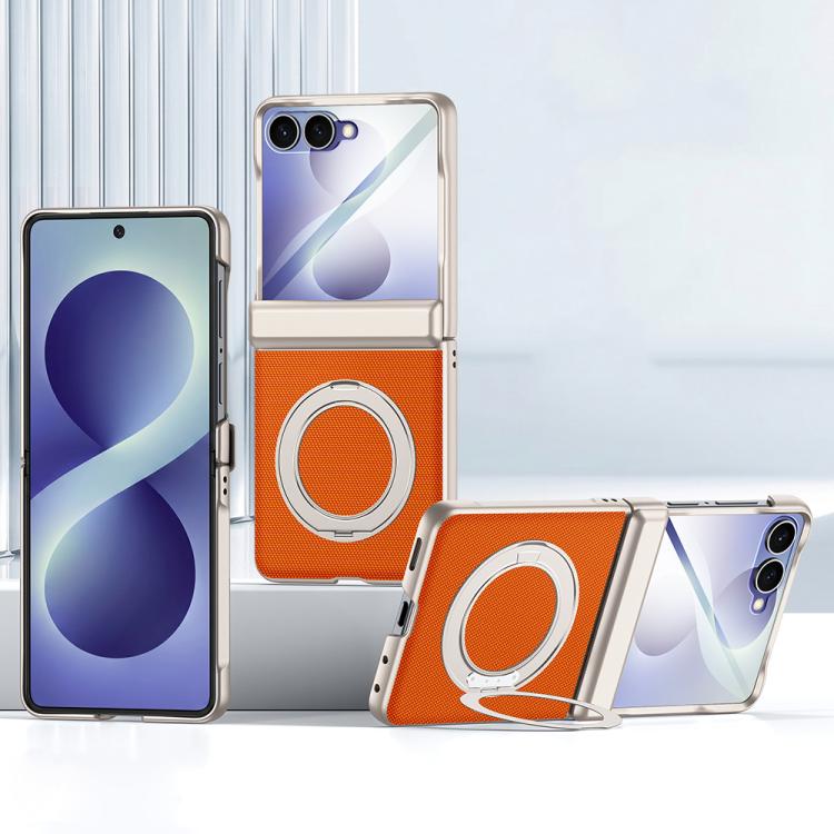 Custodia per telefono con cerniera a molla, in ecopelle vegana, supporto magnetico a 360° e pellicola integrata., For Galaxy Z Flip8 5G