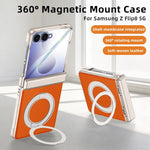 Custodia per telefono con cerniera a molla, in ecopelle vegana, supporto magnetico a 360° e pellicola integrata., For Galaxy Z Flip8 5G