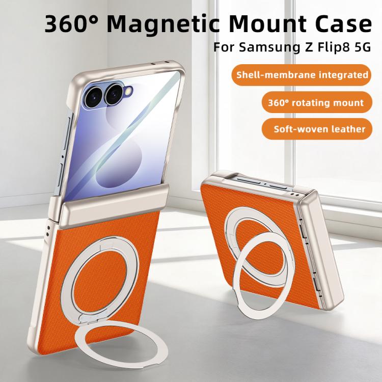 Custodia per telefono con cerniera a molla, in ecopelle vegana, supporto magnetico a 360° e pellicola integrata., For Galaxy Z Flip8 5G