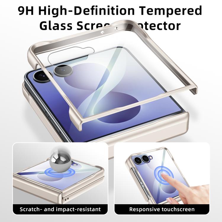 Custodia per telefono con cerniera a molla, in ecopelle vegana, supporto magnetico a 360° e pellicola integrata., For Galaxy Z Flip8 5G