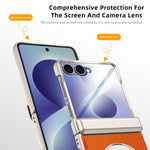Custodia per telefono con cerniera a molla, in ecopelle vegana, supporto magnetico a 360° e pellicola integrata., For Galaxy Z Flip8 5G
