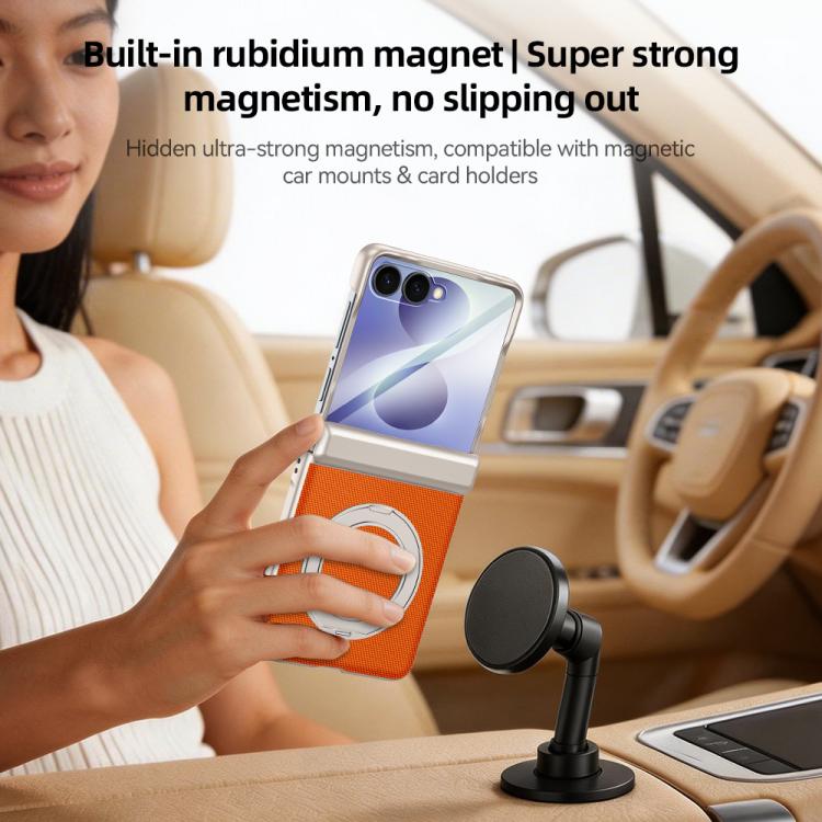 Custodia per telefono con cerniera a molla, in ecopelle vegana, supporto magnetico a 360° e pellicola integrata., For Galaxy Z Flip8 5G