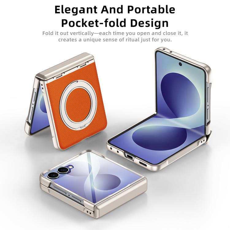 Custodia per telefono con cerniera a molla, in ecopelle vegana, supporto magnetico a 360° e pellicola integrata., For Galaxy Z Flip8 5G