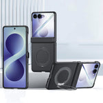 Custodia per telefono con cerniera a molla, in ecopelle vegana, supporto magnetico a 360° e pellicola integrata., For Galaxy Z Flip8 5G