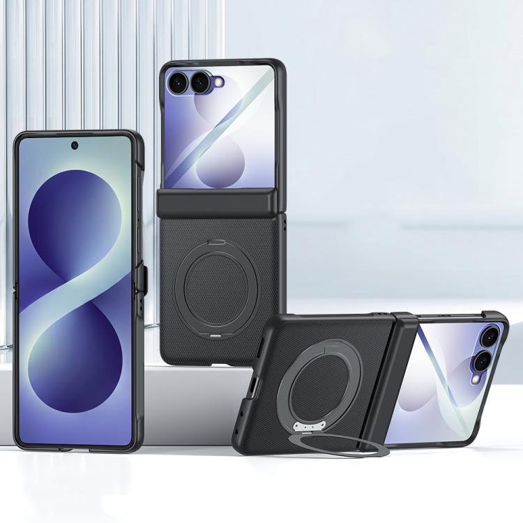 Custodia per telefono con cerniera a molla, in ecopelle vegana, supporto magnetico a 360° e pellicola integrata., For Galaxy Z Flip8 5G