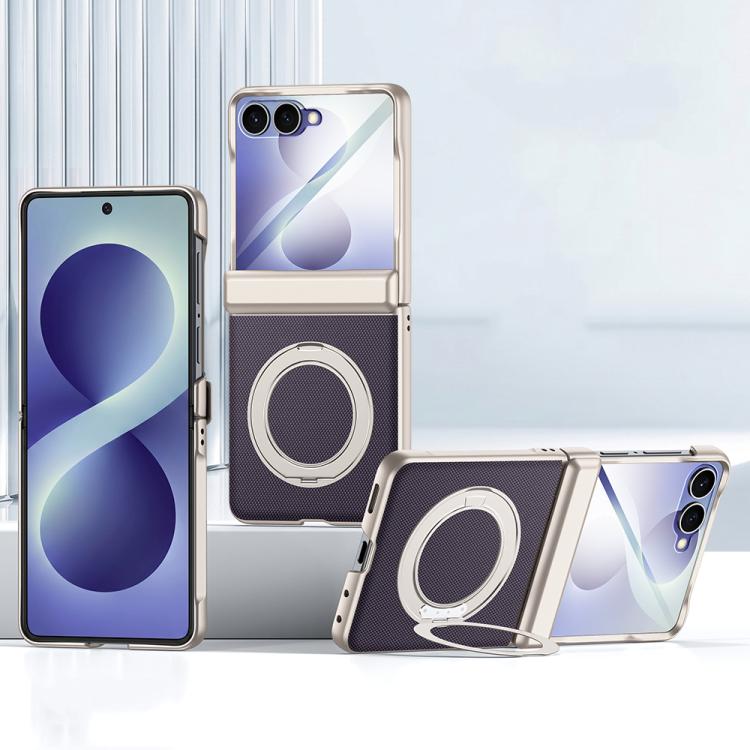 Custodia per telefono con cerniera a molla, in ecopelle vegana, supporto magnetico a 360° e pellicola integrata., For Galaxy Z Flip8 5G