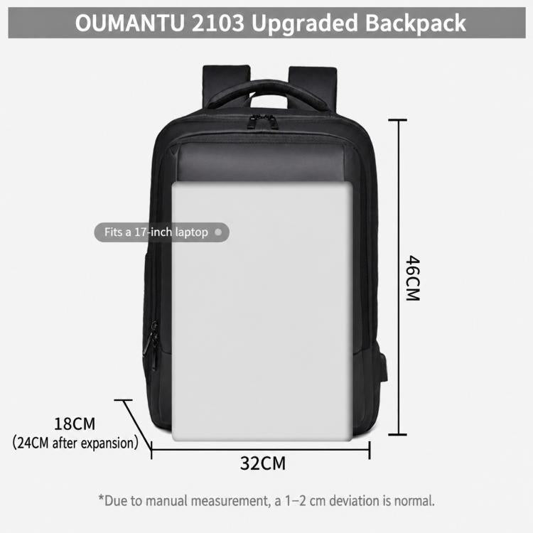 Zaino per laptop da lavoro impermeabile OUMANTU 2103B di grande capacità