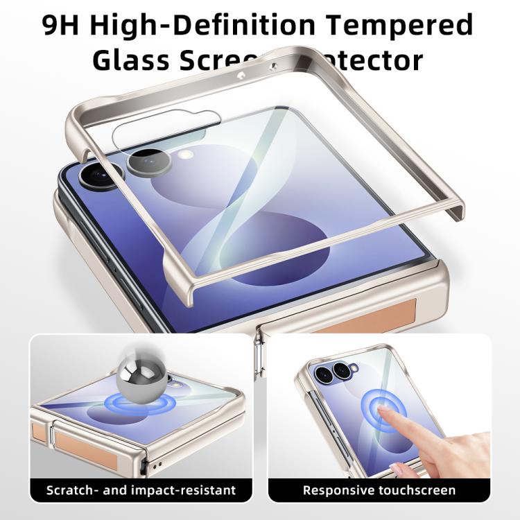 Custodia per telefono con cerniera a molla, in pelle vegana e pellicola integrata., For Galaxy Z Flip8 5G