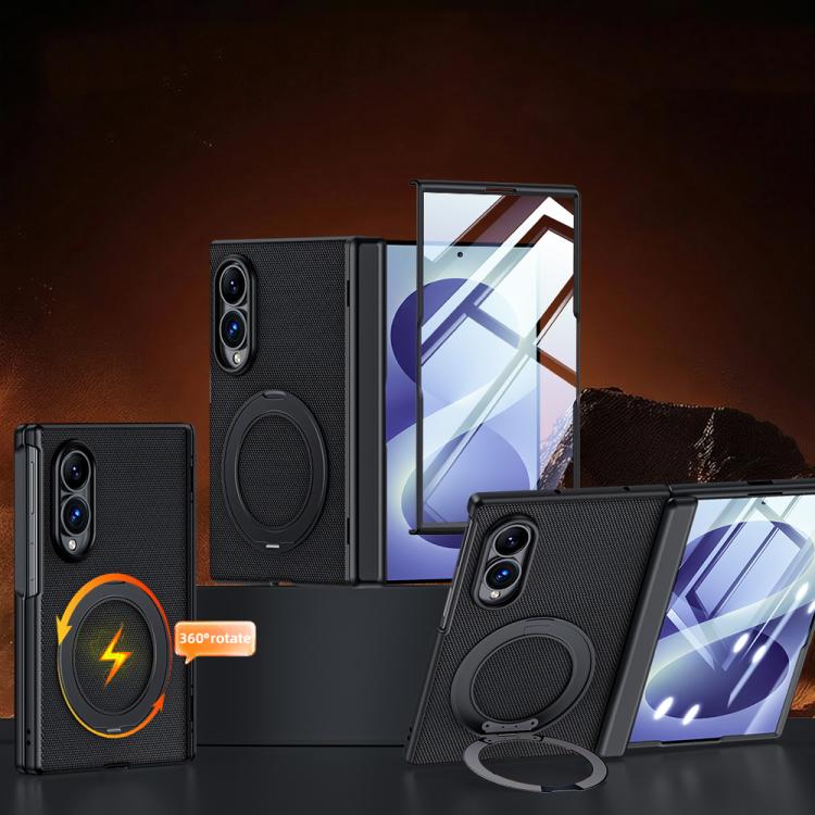Custodia per telefono con cerniera a molla, in ecopelle vegana, supporto magnetico a 360° e pellicola integrata., For Galaxy Z Fold8 5G, For Galaxy Z Fold8 Ultra 5G