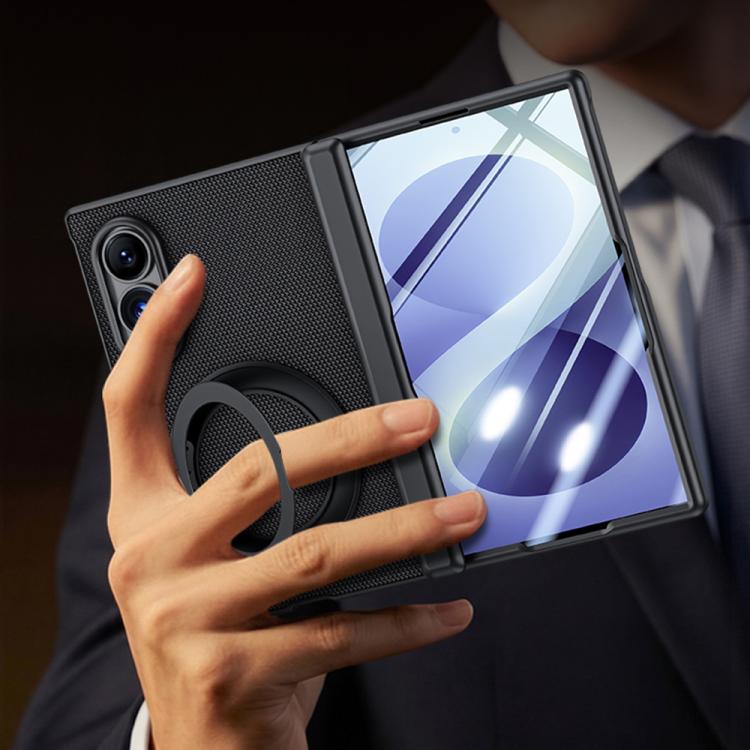 Custodia per telefono con cerniera a molla, in ecopelle vegana, supporto magnetico a 360° e pellicola integrata., For Galaxy Z Fold8 5G, For Galaxy Z Fold8 Ultra 5G