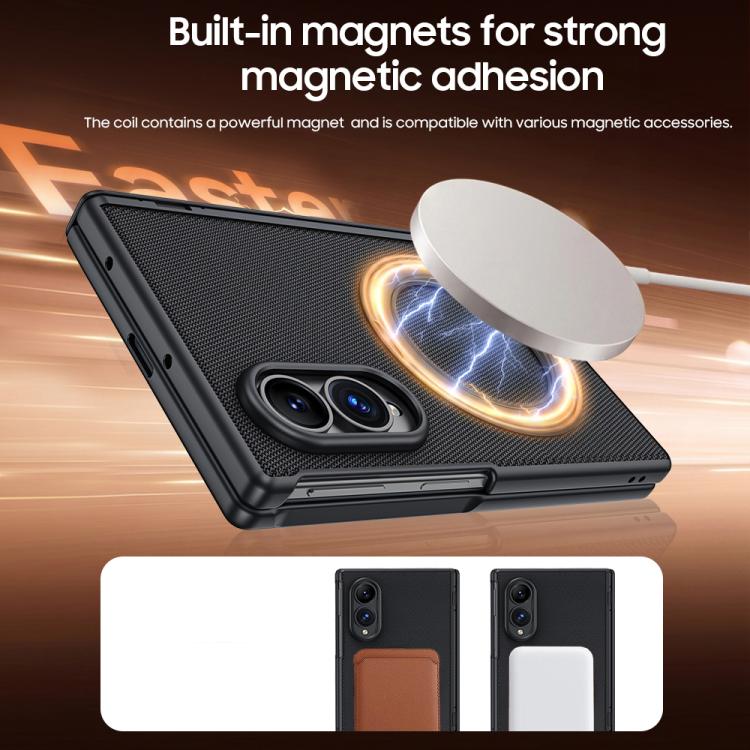 Custodia per telefono con cerniera a molla, in ecopelle vegana, supporto magnetico a 360° e pellicola integrata., For Galaxy Z Fold8 5G, For Galaxy Z Fold8 Ultra 5G