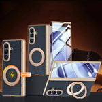 Custodia per telefono con cerniera a molla, in ecopelle vegana, supporto magnetico a 360° e pellicola integrata., For Galaxy Z Fold8 5G, For Galaxy Z Fold8 Ultra 5G