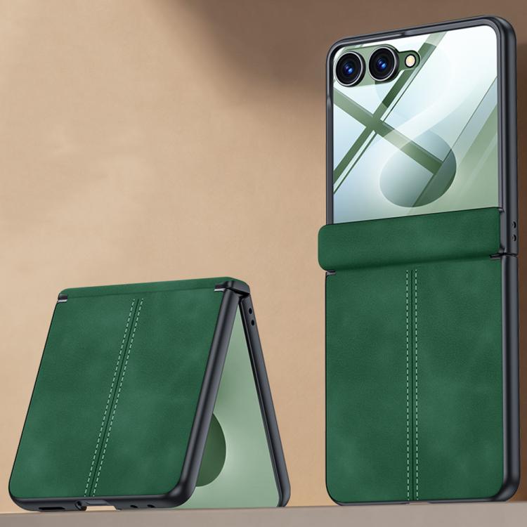 Custodia per telefono con cerniera magnetica e texture in pelle di pecora integrata, con cuciture a vista., For Galaxy Z Fold8 Ultra 5G, For Galaxy Z Flip8 5G