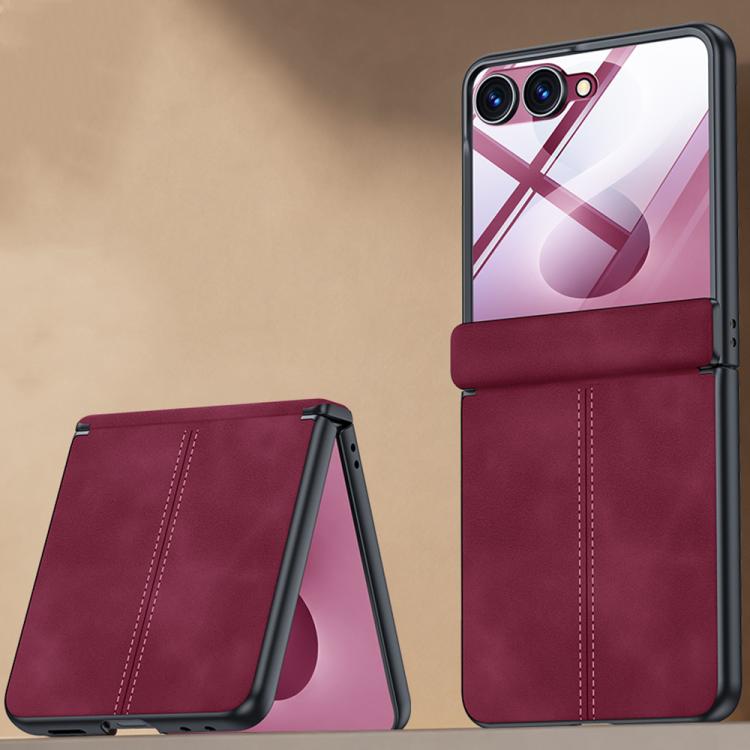Custodia per telefono con cerniera magnetica e texture in pelle di pecora integrata, con cuciture a vista., For Galaxy Z Fold8 Ultra 5G, For Galaxy Z Flip8 5G