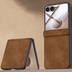 Custodia per telefono con cerniera magnetica e texture in pelle di pecora integrata, con cuciture a vista., For Galaxy Z Fold8 Ultra 5G, For Galaxy Z Flip8 5G