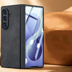 Custodia per telefono con cerniera magnetica e texture in pelle di pecora integrata, con cuciture a vista., For Galaxy Z Fold8 Ultra 5G, For Galaxy Z Flip8 5G