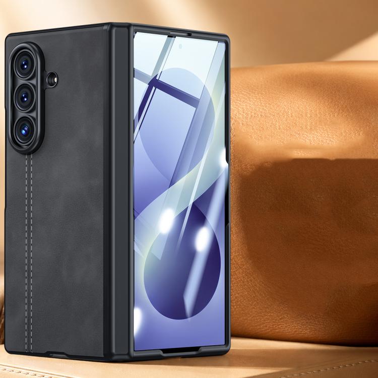 Custodia per telefono con cerniera magnetica e texture in pelle di pecora integrata, con cuciture a vista., For Galaxy Z Fold8 Ultra 5G, For Galaxy Z Flip8 5G