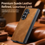 Custodia per telefono con cerniera magnetica e texture in pelle di pecora integrata, con cuciture a vista., For Galaxy Z Fold8 Ultra 5G, For Galaxy Z Flip8 5G