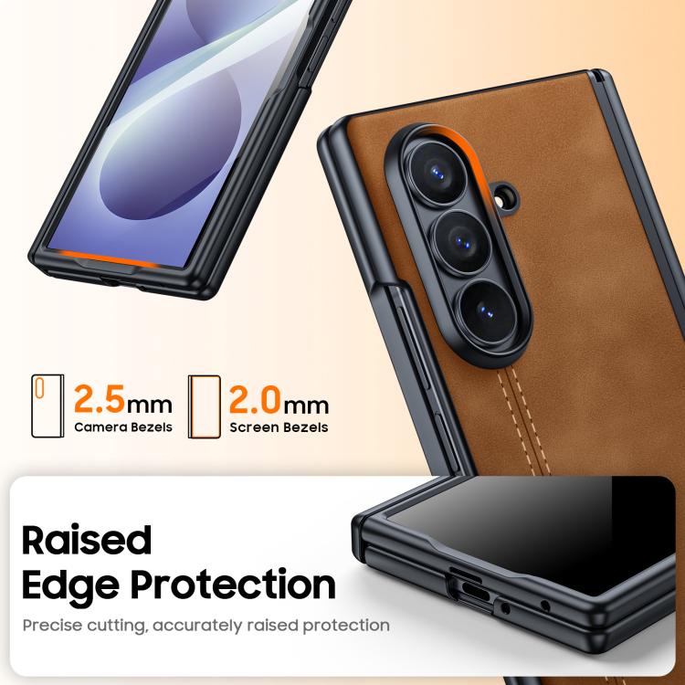 Custodia per telefono con cerniera magnetica e texture in pelle di pecora integrata, con cuciture a vista., For Galaxy Z Fold8 Ultra 5G, For Galaxy Z Flip8 5G