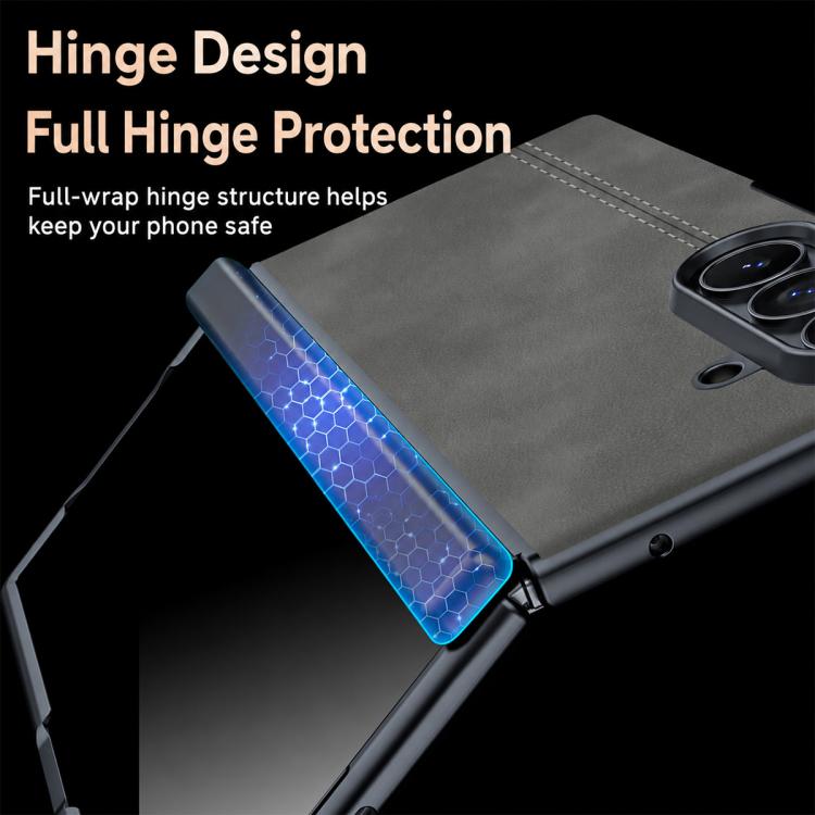 Custodia per telefono con cerniera magnetica e texture in pelle di pecora integrata, con cuciture a vista., For Galaxy Z Fold8 Ultra 5G, For Galaxy Z Flip8 5G