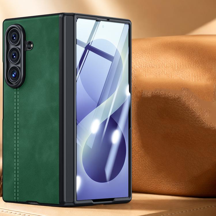 Custodia per telefono con cerniera magnetica e texture in pelle di pecora integrata, con cuciture a vista., For Galaxy Z Fold8 Ultra 5G, For Galaxy Z Flip8 5G