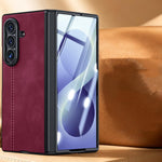 Custodia per telefono con cerniera magnetica e texture in pelle di pecora integrata, con cuciture a vista., For Galaxy Z Fold8 Ultra 5G, For Galaxy Z Flip8 5G
