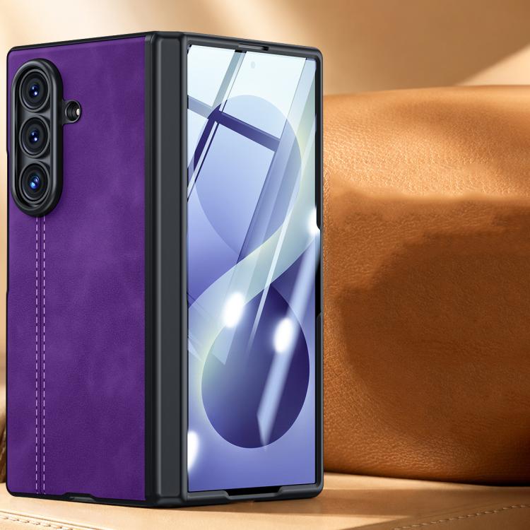 Custodia per telefono con cerniera magnetica e texture in pelle di pecora integrata, con cuciture a vista., For Galaxy Z Fold8 Ultra 5G, For Galaxy Z Flip8 5G