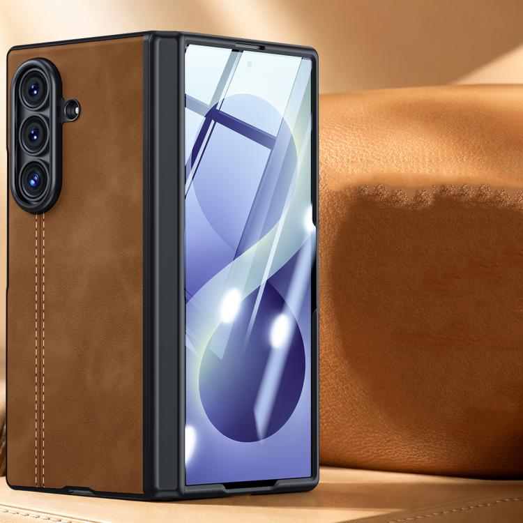 Custodia per telefono con cerniera magnetica e texture in pelle di pecora integrata, con cuciture a vista., For Galaxy Z Fold8 Ultra 5G, For Galaxy Z Flip8 5G