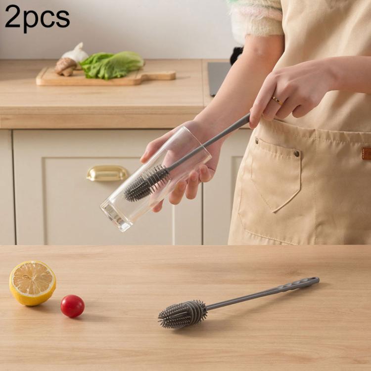 Spazzola in silicone per bottiglie, spazzola per la pulizia di tazze e altri oggetti domestici (2 pezzi), 26cm