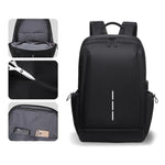 Zaino multifunzionale OUMANTU 2316 con logo a righe verticali, ideale per il lavoro e il tempo libero, perfetto per laptop.
