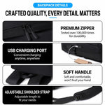 Zaino multifunzionale OUMANTU 2316 con logo a righe verticali, ideale per il lavoro e il tempo libero, perfetto per laptop.
