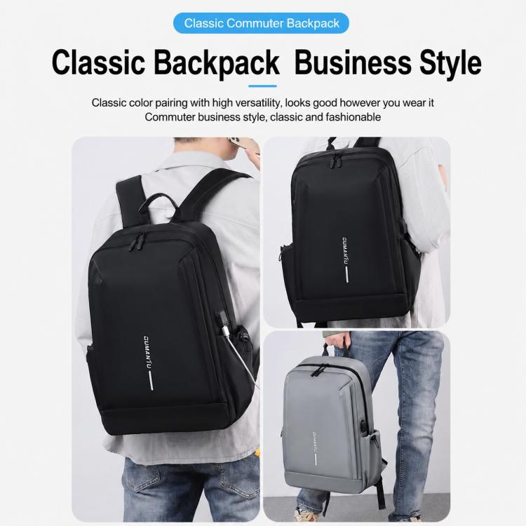 Zaino multifunzionale OUMANTU 2316 con logo a righe verticali, ideale per il lavoro e il tempo libero, perfetto per laptop.