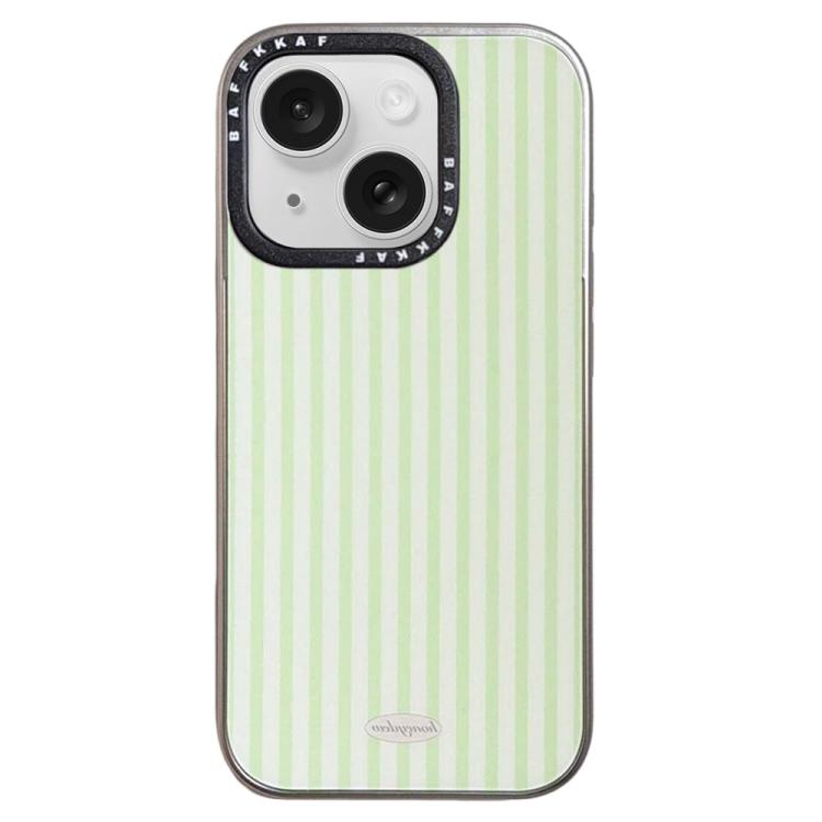 Custodia per telefono BAFFKKAF con cornice galvanizzata e pannello posteriore in vetro., For iPhone 15