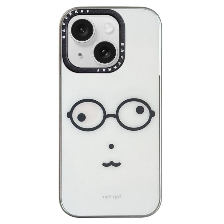 Custodia per telefono BAFFKKAF con cornice galvanizzata e pannello posteriore in vetro., For iPhone 15