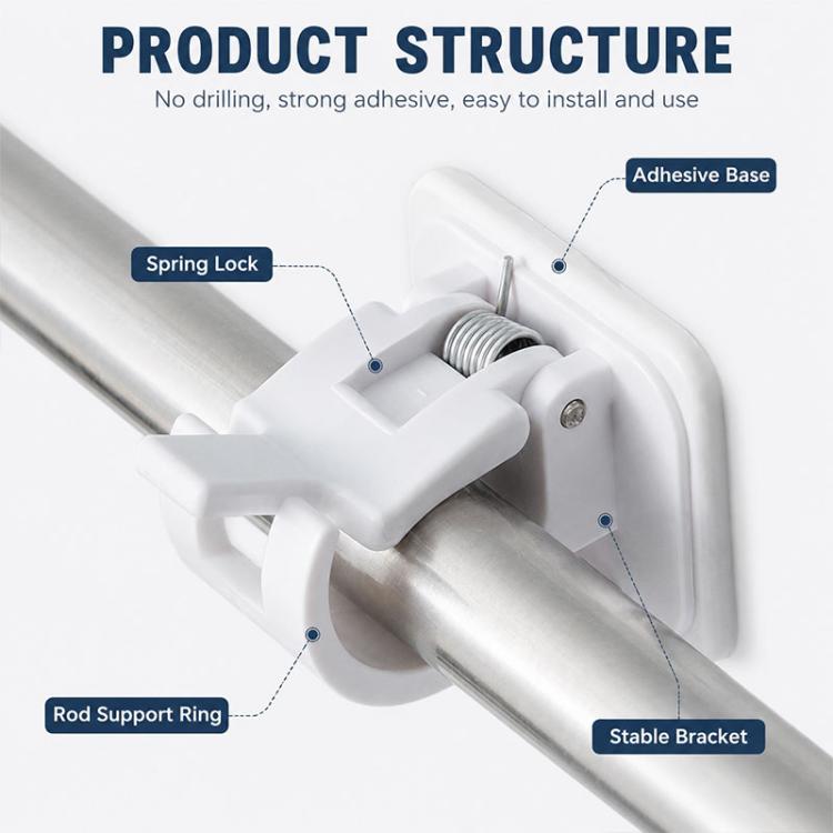 Clip per appendere tende senza forare, gancio multifunzionale per asta per tende, 4 pezzi, 30-50cm