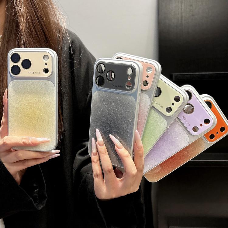 Protezione per le lenti, acrilico opaco sfumato glitterato + custodia per telefono in PC, For iPhone 15, For iPhone 14, For iPhone 14 Pro, For iPhone 14 Pro Max