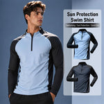 Abbigliamento da palestra da uomo ad asciugatura rapida con mezza cerniera, White + Light Blue Set, White + Light Blue Long Sleeve, Black + Light Blue Set, Black + Light Blue Long Sleeve