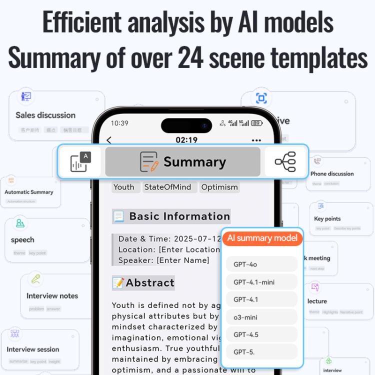 Registratore vocale intelligente magnetico Q65A+ con standby ultra-lungo e supporto per l'app AIREC., 4GB, 8GB, 16GB, 32GB, 64GB, 128GB, 256GB