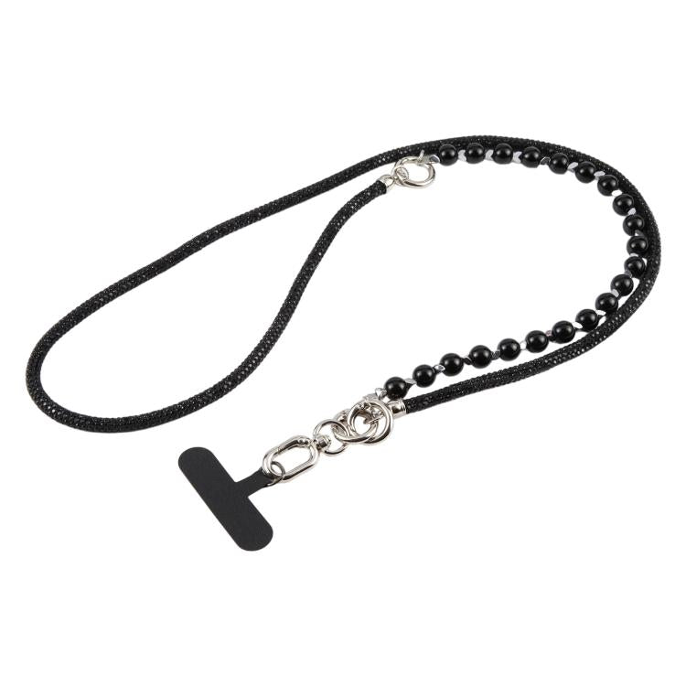 Cordino per cellulare scintillante con strass e perle, con perline di cristallo rimovibili.