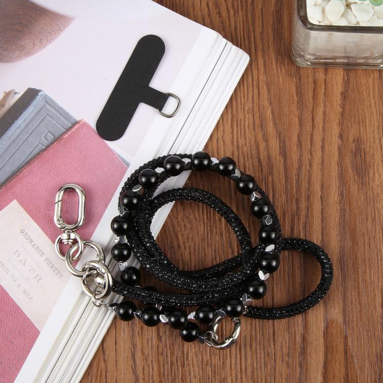 Cordino per cellulare scintillante con strass e perle, con perline di cristallo rimovibili.