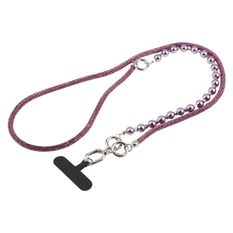 Cordino per cellulare scintillante con strass e perle, con perline di cristallo rimovibili.