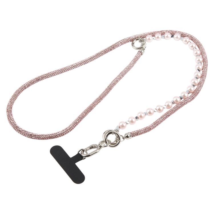 Cordino per cellulare scintillante con strass e perle, con perline di cristallo rimovibili.